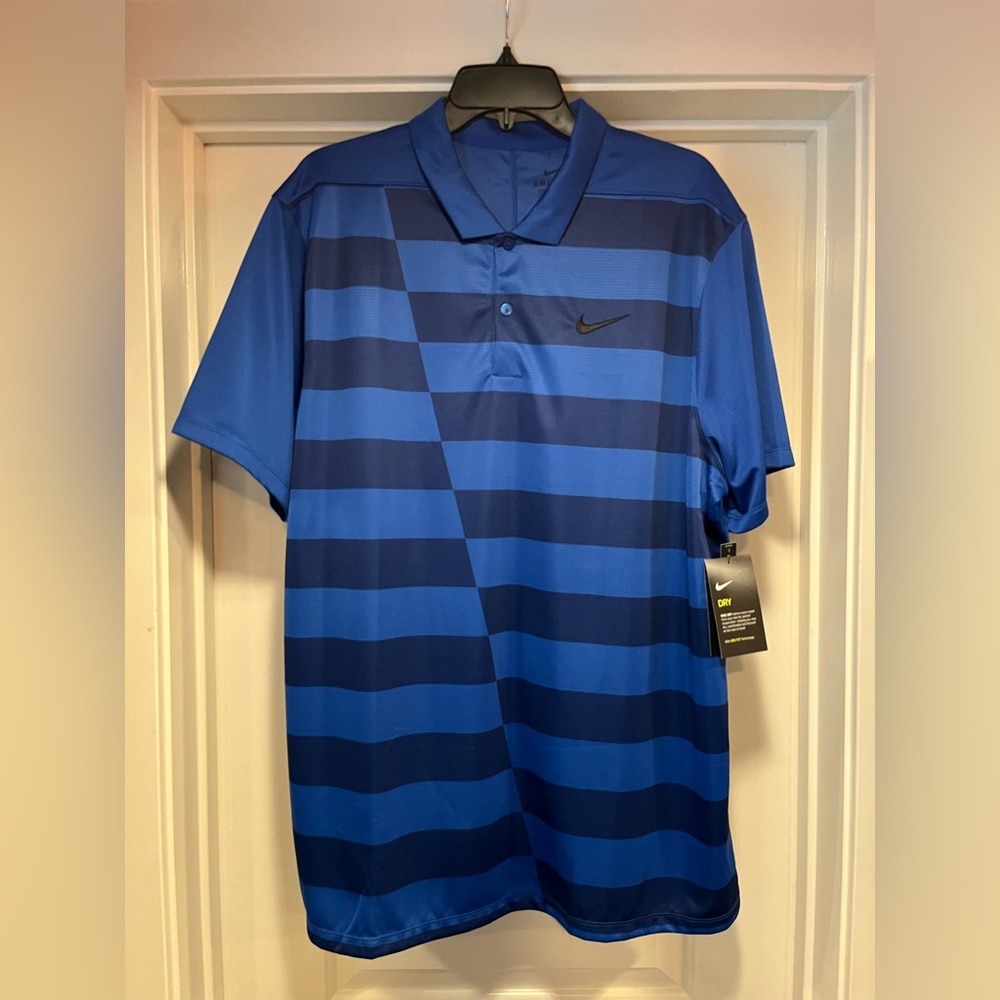 Nike Dry Graphic Hacked Stripe Golf Polo Shirt Mens XL Blue CK5921 480 New Tag